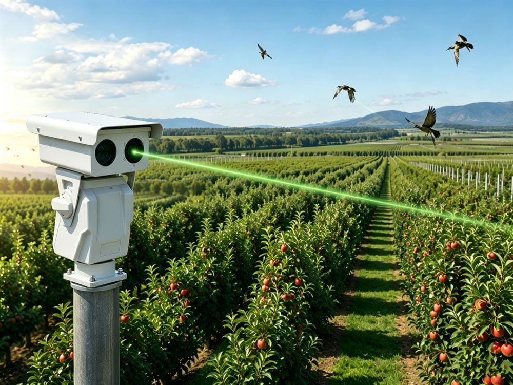 JEC-PTZ-2140 industrial AI PTZ camera with laser bird repellent for orchard monitoring