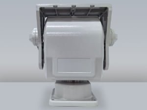 Front view of the JEC-PTU-2315 high-precision 15 kg pan-tilt positioner for EO/IR and sensor payloads