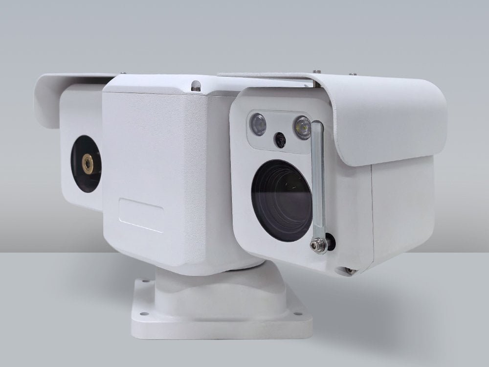 Angled product view of the JEC-PTU-720 compact motorized pan-tilt unit with dual-side payload mounting