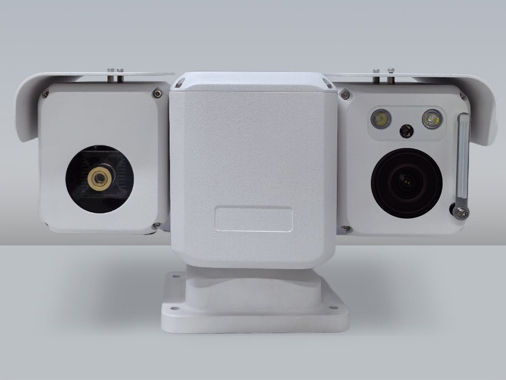Front view of the JEC-PTU-720 compact high-speed dual-side pan-tilt unit for camera and sensor integration