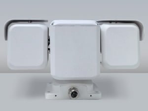 Rear view of the JEC-PTU-720 compact dual-side pan-tilt unit showing the motorized platform structure