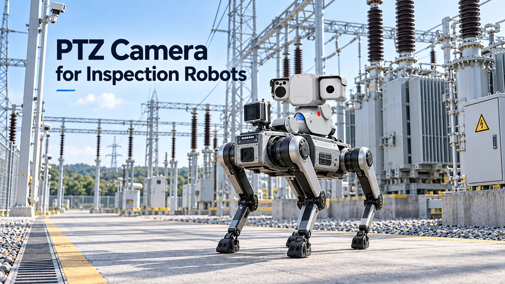 PTZ camera system integrated with inspection robots for industrial monitoring