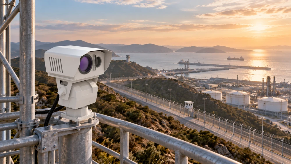 Long-range EO/IR PTZ camera selection for 2km to 6km surveillance